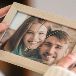 broken picture frame of a couple